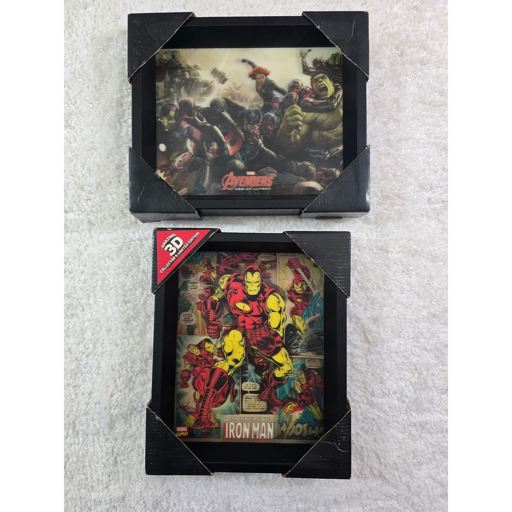 Marvel Avengers Age of Ultron & Retro Iron Man 3D Lenticular Wall Art Set 2pc